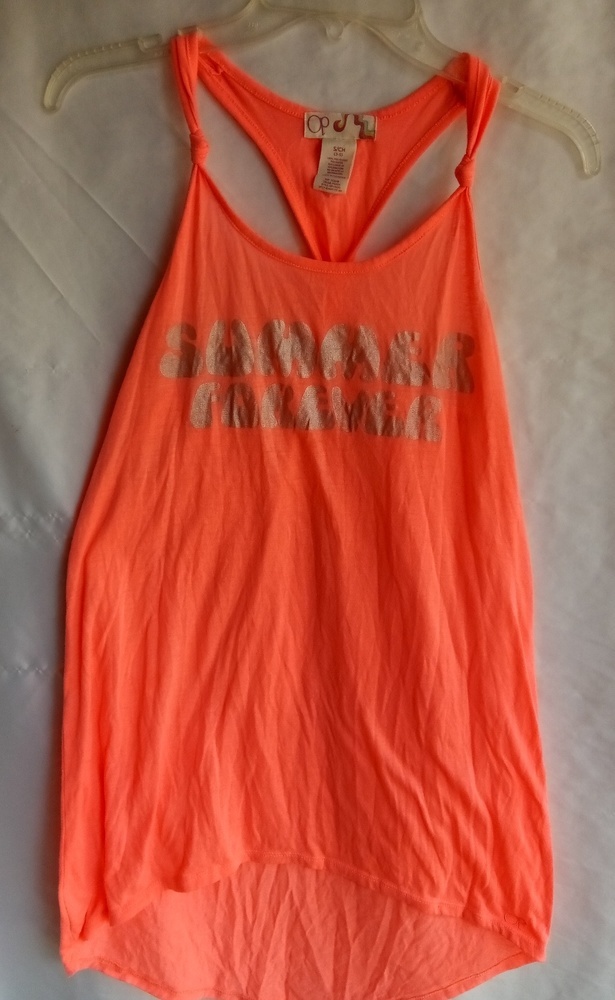 OP S SUMMER FOREVER Hi-Lo Racerback Highlighter Orange Tank Top